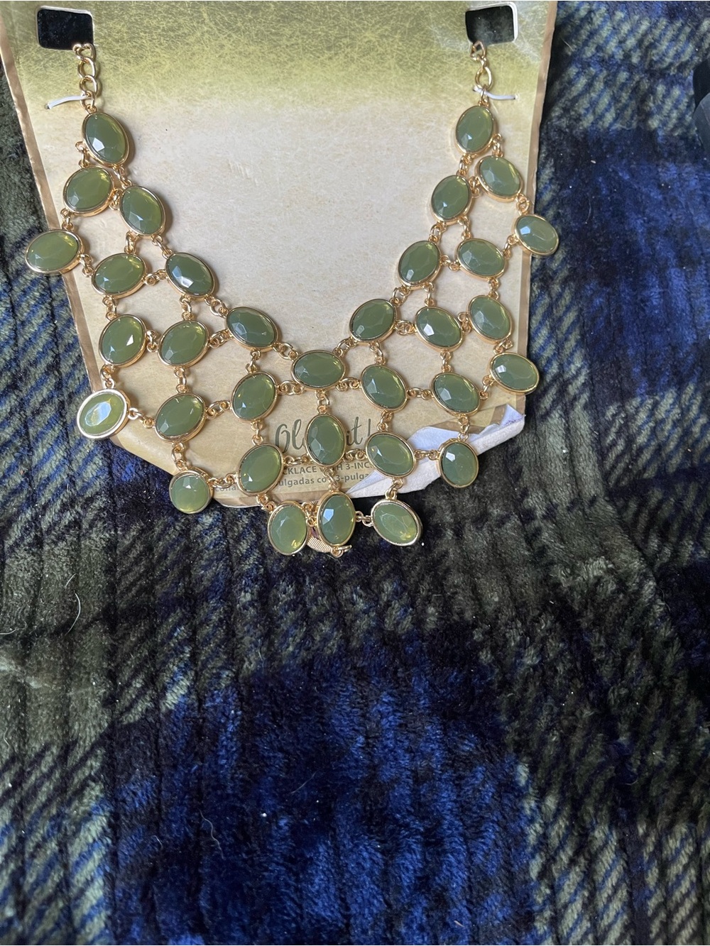 Gold Multi-Stone Green Necklace - Unbranded